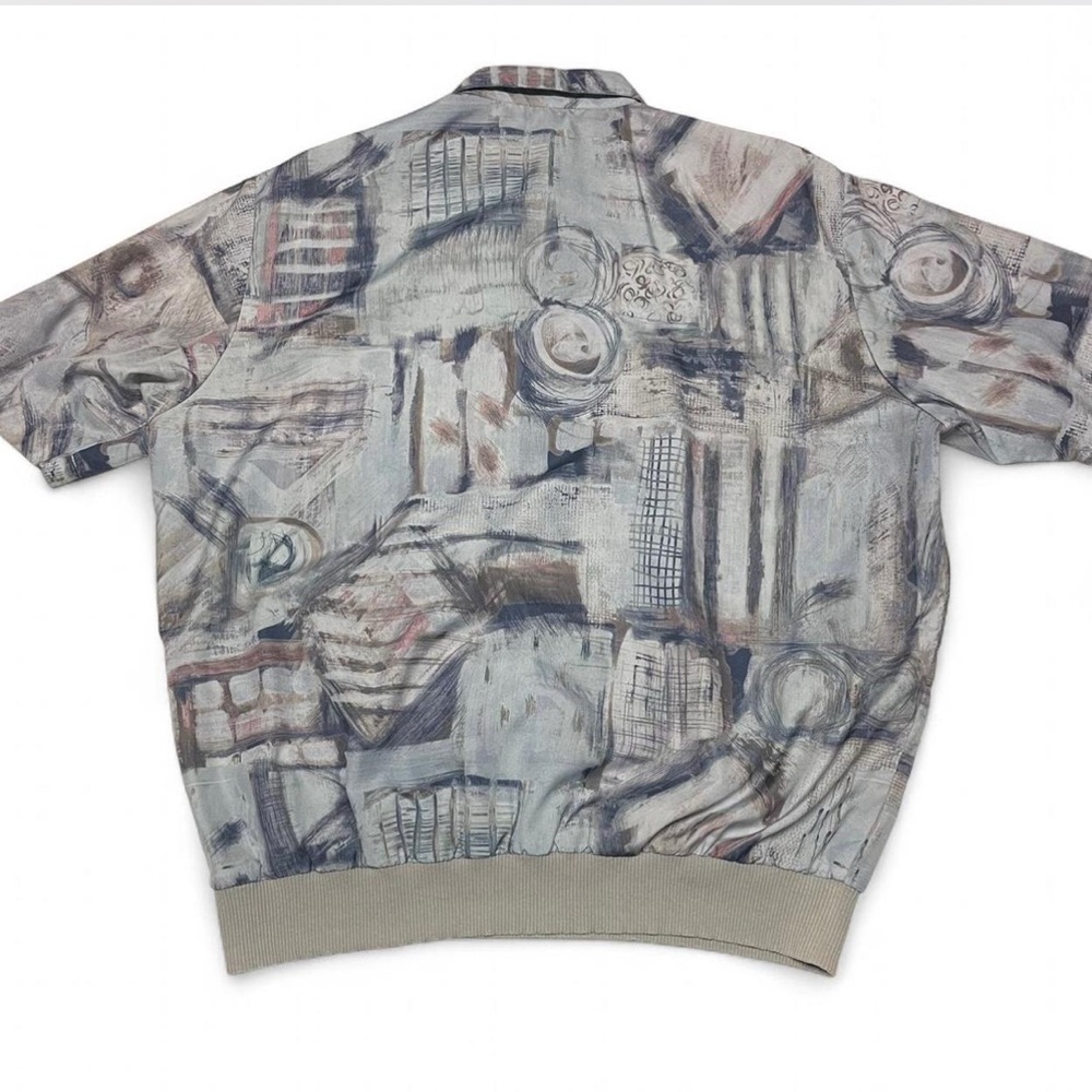 Lilly Dache Vintage Mens Polo Shirt Size XL Collar 70s 80s Art Abstract Print - Picture 3 of 6
